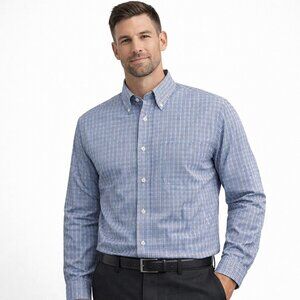 IZOD Men’s Blue Gingham Check Button-Down Shirt - Size 3XLT - NWT